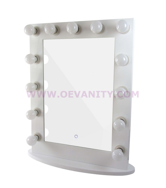 640006 GLOSSY WHITE HOLLYWOOD MAKEUP MIRROR WITH 12 LED BULBS - Click Image to Close
