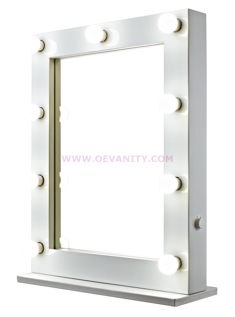 640032 GLOSSY WHITE HOLLYWOOD MAKEUP MIRROR WITH 9/12 LED BULBS