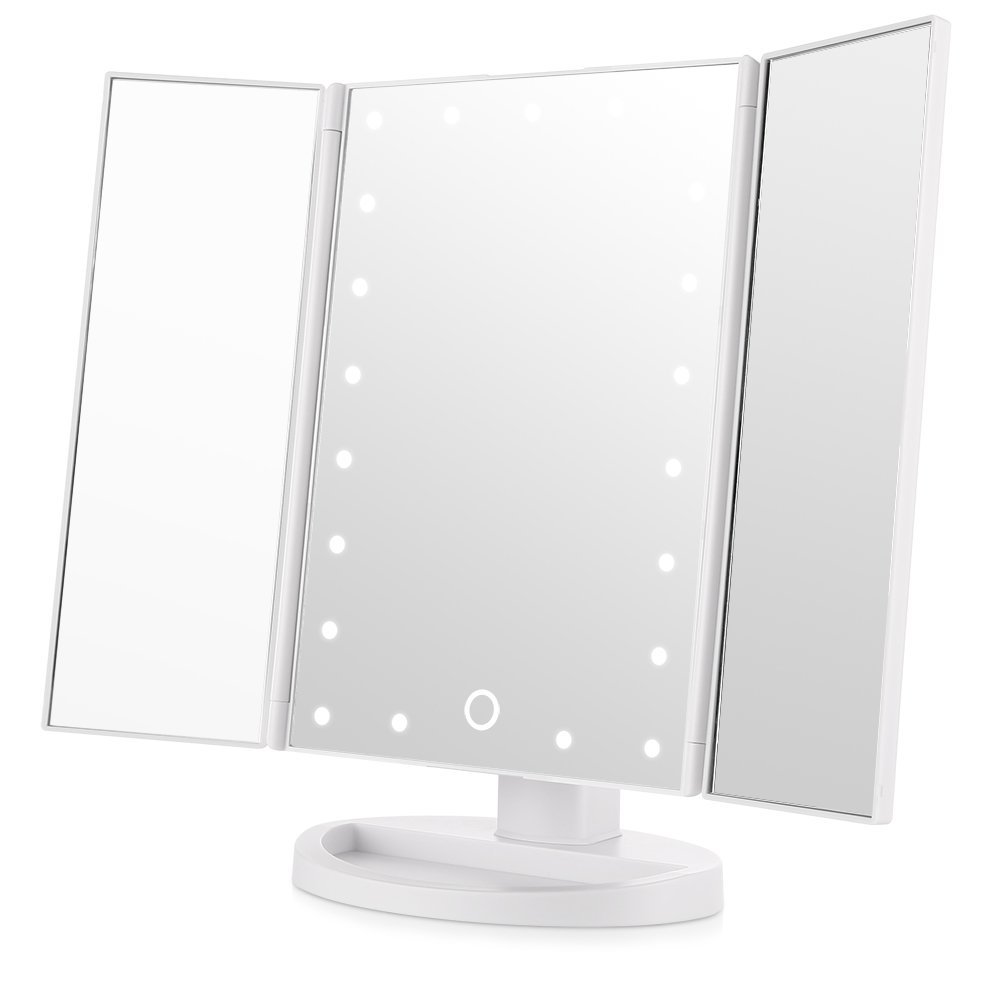 690009 Tri-Fold Two-Sided Lighted Makeup Mirror