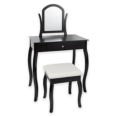 VA00094 wooden dressing table with mirror and stool