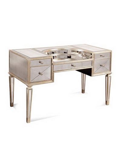 VA00098 wooden dressing table with mirror and stool