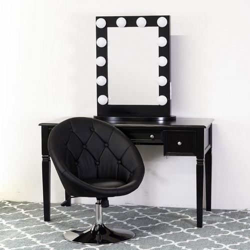 VA00099 wooden dressing table with mirror and stool