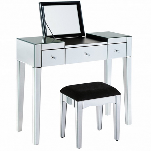 VA00102 wooden dressing table with mirror and stool