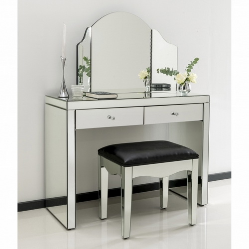 VA00103 wooden dressing table with mirror and stool