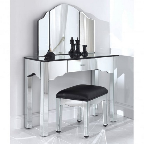 VA00104 wooden dressing table with mirror and stool