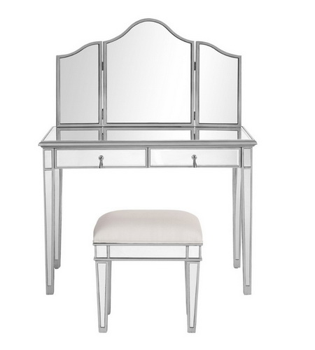 VA00107 wooden dressing table with mirror and stool