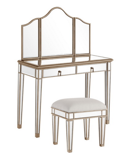 VA00108 wooden dressing table with mirror and stool