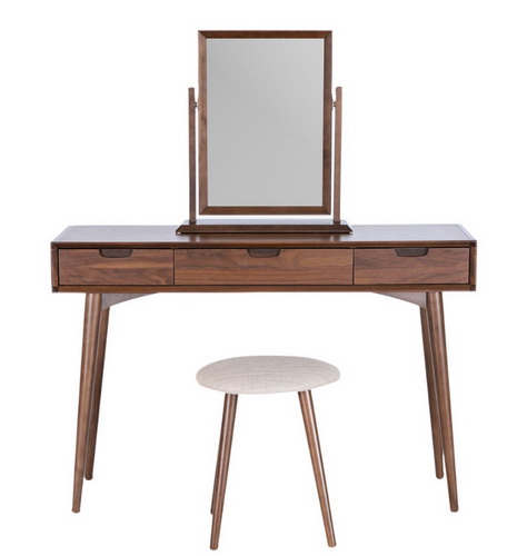 VA00110 wooden dressing table with mirror and stool