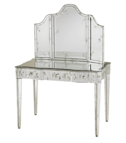 VA00115 wooden dressing table with mirror and stool