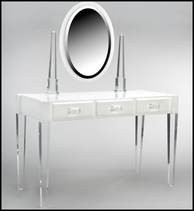 VA00120 wooden dressing table with mirror and stool